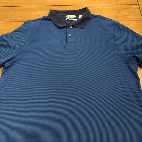 Calvin Klein Polo Shirt Mens Medium Liquid Touch Collared Polo Short Sleeve Blue - Picture 10 of 13